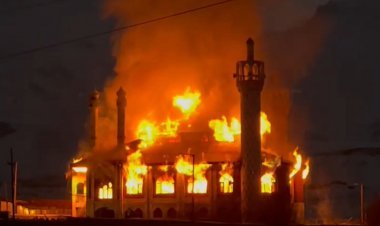Fierce fire broke out in Kargil mosque late night under suspicious circumstances, the mosque was gutted