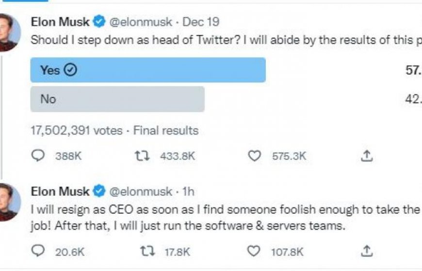 Elon Musk's big announcement: I will resign from the post of Twitter CEO soon!