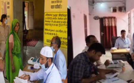 बिहार : जदयू के सांसद संजय झा और पूर्व मंत्री शाहनवाज हुसैन ने किया मतदान