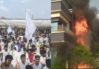 सतनामी समाज का उग्र प्रदर्शन: बलौदाबाजार में कलेक्टर कार्यालय में तोड़फोड़, गाड़ियों में आग