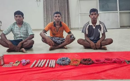 सुकमा में पुलिस को बड़ी सफलता: तीन नक्सली गिरफ्तार, भारी मात्रा में विस्फोटक सामग्री बरामद
