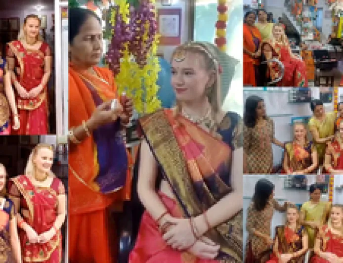 तीर्थ नगरी पुष्कर में चौदस पर विदेशी महिलाओं ने किया सोलह श्रृंगार