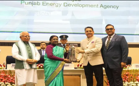 ऊर्जा विकास में पंजाब बना देश में अग्रणी:राष्ट्रपति द्रौपदी मुर्मू ने PEDA को दिया प्रतिष्ठित पुरस्कार