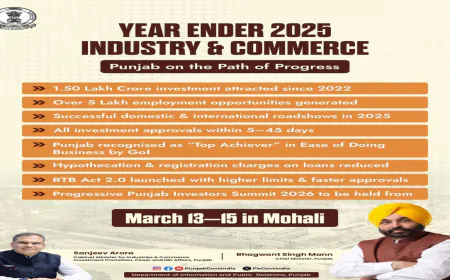 प्रोग्रेसिव पंजाब इन्वेस्टर समिट–2026: 2022 से अब तक पंजाब में ₹1.50 लाख करोड़ का निवेश, 5 लाख नौकरियाँ सृजित
