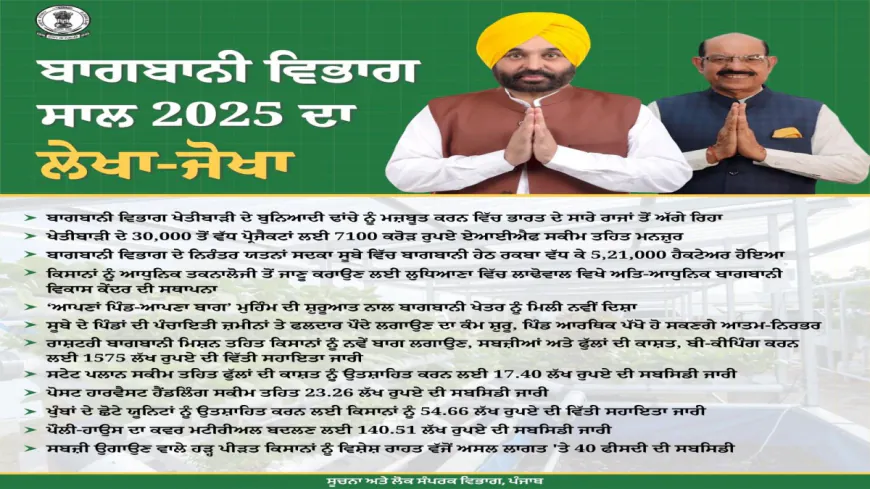 बागबानी में पंजाब देशभर में अव्वल: 7100 करोड़ के प्रोजेक्ट और ‘अपणा पिंड-अपणा बाग’ से जुड़ा किसानों की समृद्धि का नया अध्याय